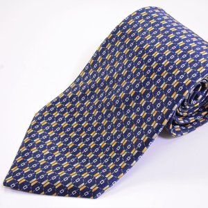 Lanvin Blue Multicolor Geometric Silk Necktie